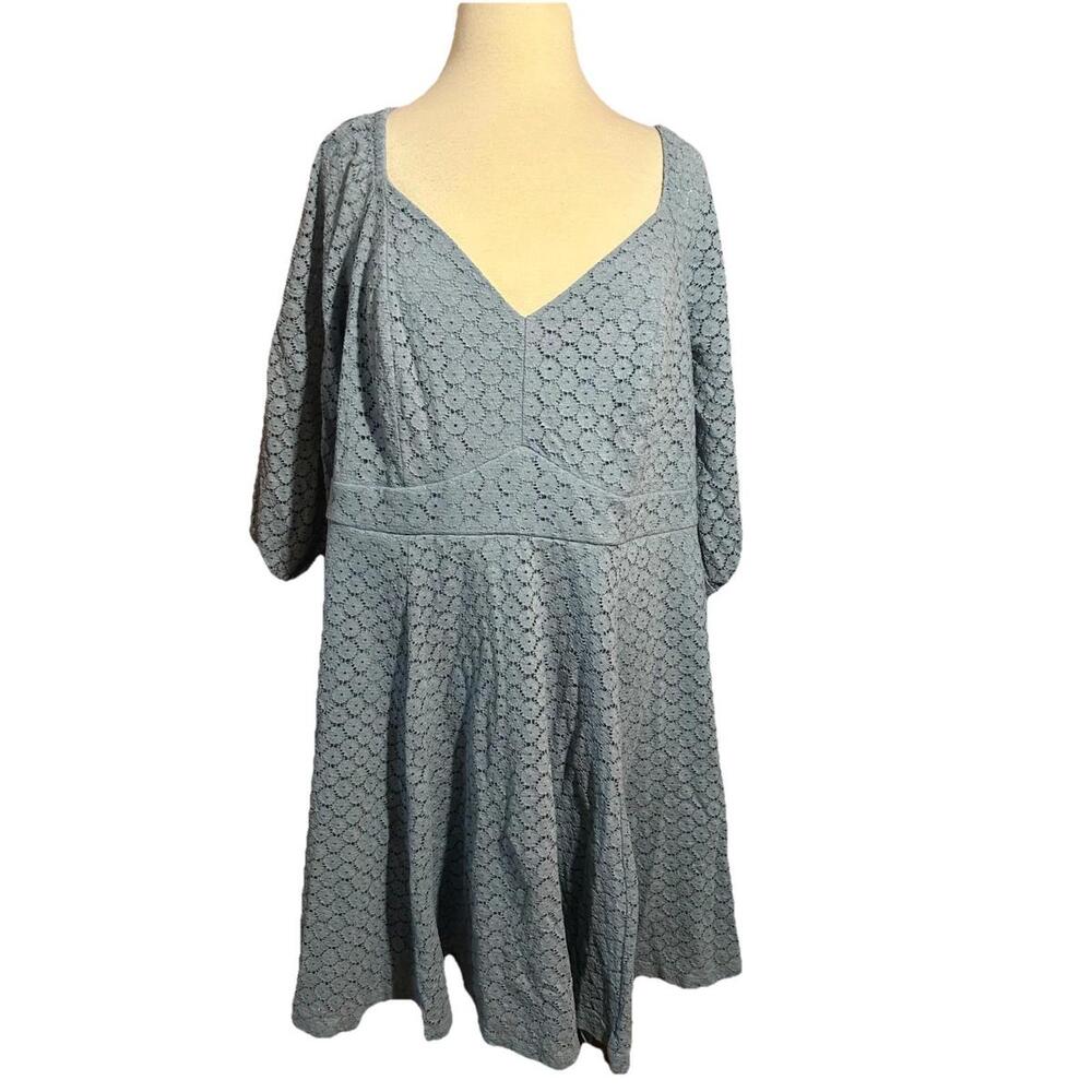 Torrid Sweetheart Skater Mini Dress Womens Size 2X Mountain Spring Blue Lace